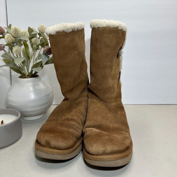 Koolaburra by UGG Kinslei Tall Brown Boot Suede Sheepskin 1096409 Women's US 8 - Picture 2 of 9